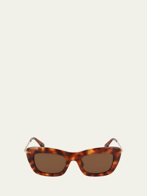 Babe Rectangle Twisted Metal/Acetate Sunglasses