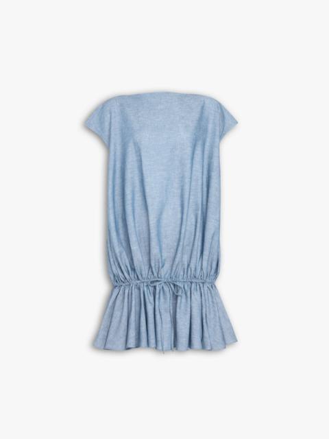 CHAMBRAY RUCHED DRESS