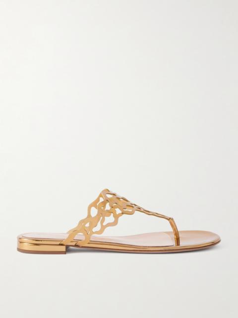 Laser-cut Mirrored-leather Sandals