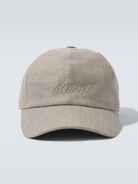 Logo linen and wool baseball cap
