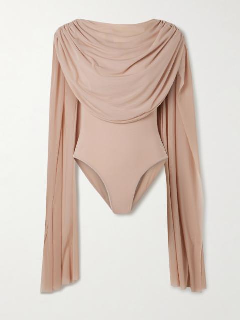 Burano Cape-effect Draped Stretch-jersey Bodysuit