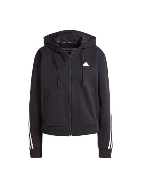(WMNS) adidas Future Icons 3-Stripes Full Zip Hoodie 'Black' IN9475