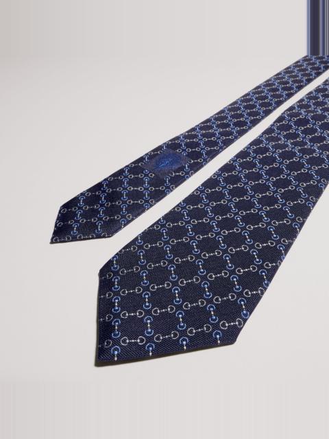 Horsebit silk jacquard tie