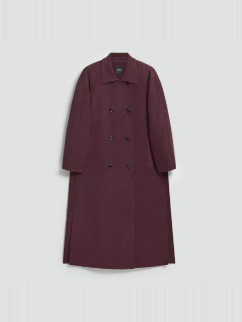 Long Double-Breasted Coat in Textured Wool-Cashmere