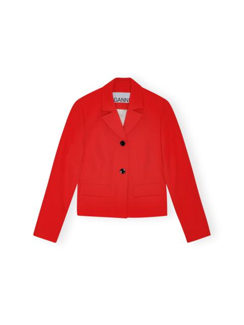 RED TWILL SUITING FITTED BLAZER