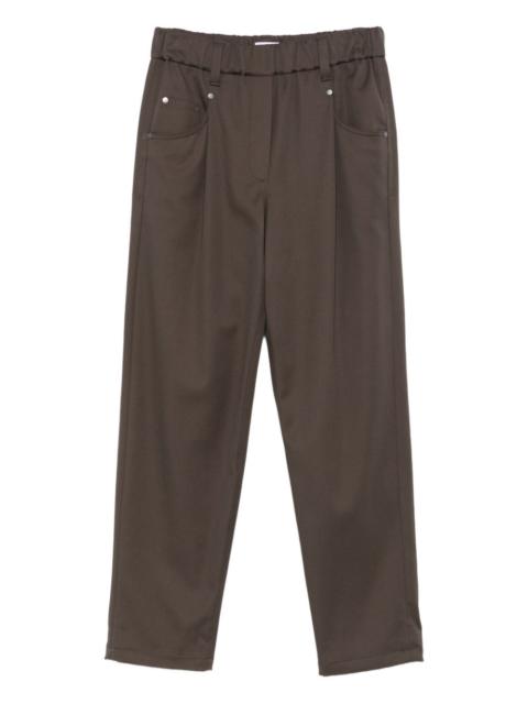pleated-front five-pocket trousers