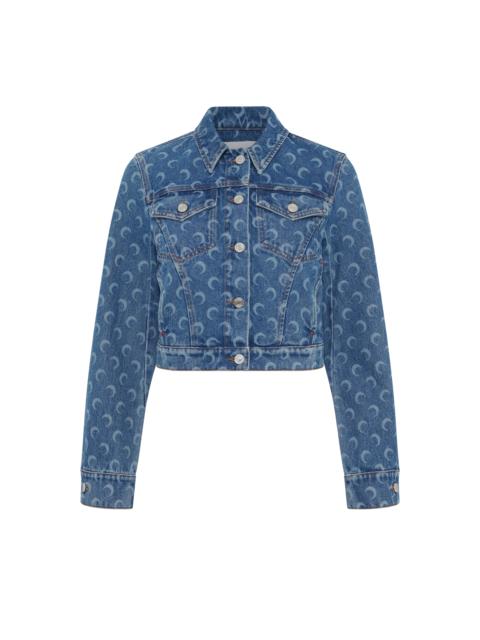 Moon Laser Blue Wash Denim Cropped Jacket