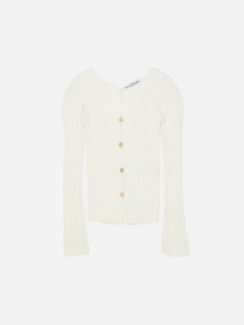 Button-up rib cardigan - Off white