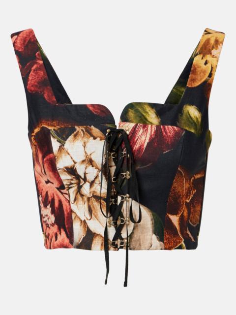 Floral linen crop top