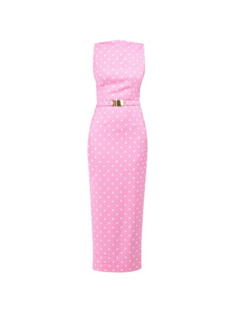 polka-dots straight-neckline maxi dress