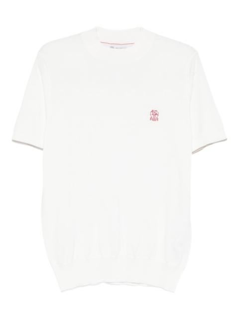 embroidered-logo knitted T-shirt