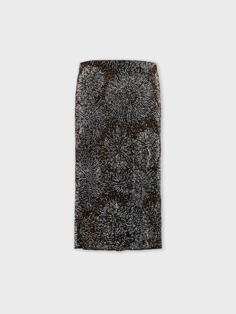 CREPE SKIRT WITH PEARL EMBROIDERY