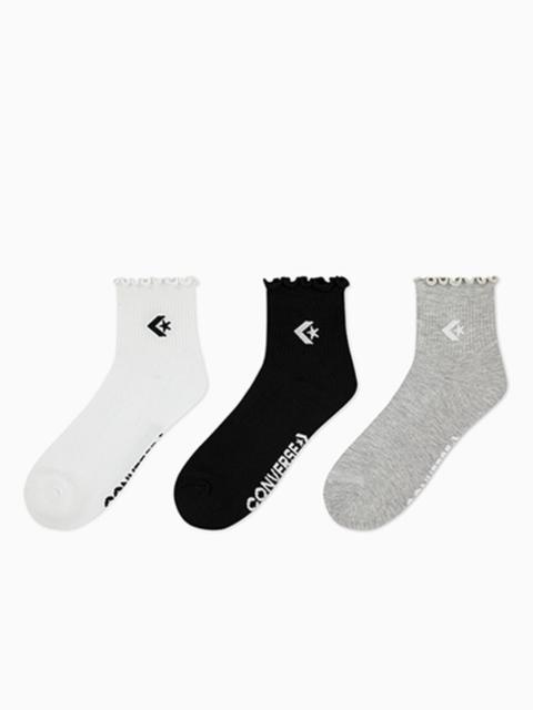 3-Pack Chevron Star Lettuce Cuff Quarter Socks