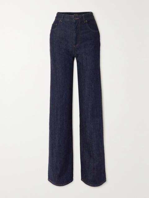 Cashmere-blend Denim High-rise Straight-leg Jeans