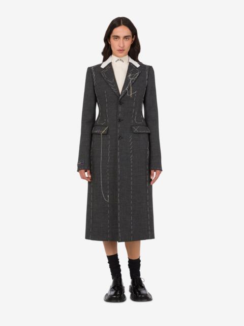 EMBROIDERED WOOL CANVAS COAT