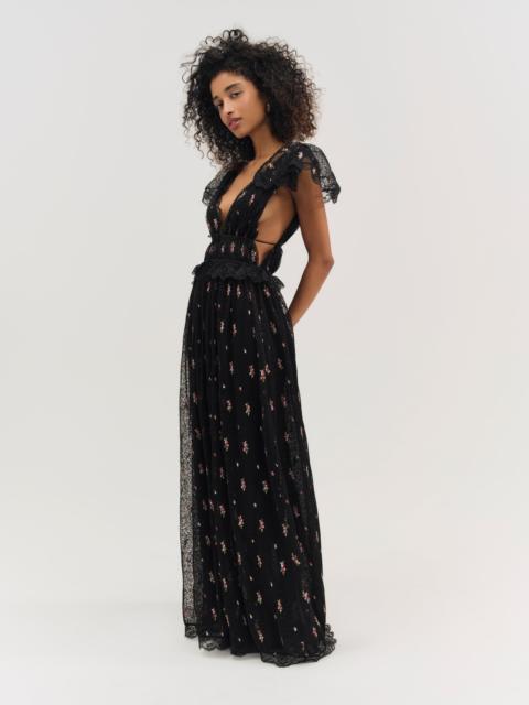 Poppy Pleated Lace Maxi Dress