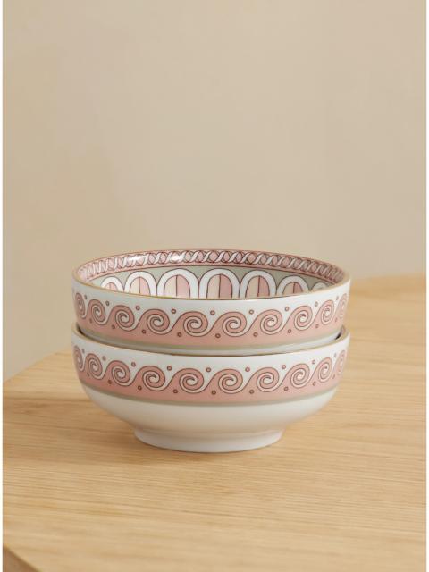 Set Of Two Gold-plated Porcelain Snack Bowls