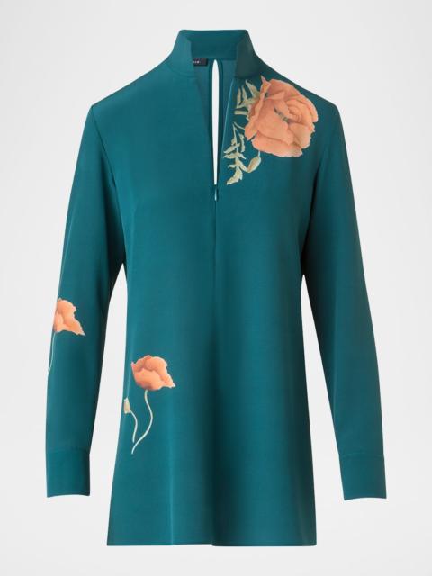 Anemone Print Silk Crepe Tunic