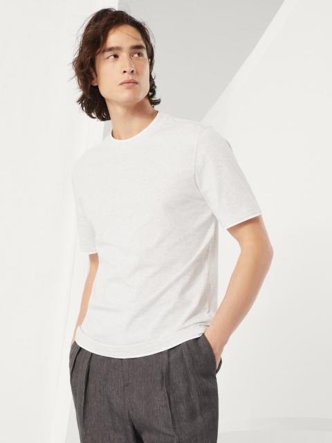 Cotton jersey crew neck T-shirt with faux-layering