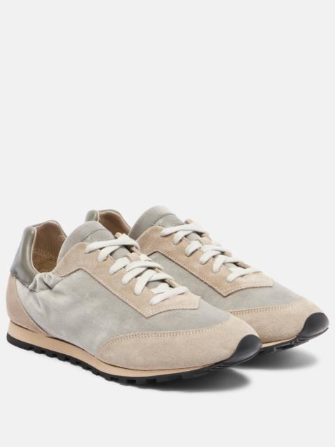Slim Runner velvet and suede sneakers