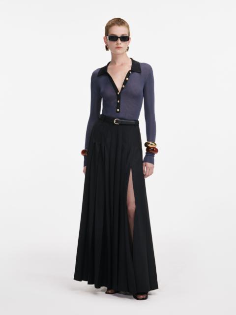 Navy Viscose Knit Bodysuit