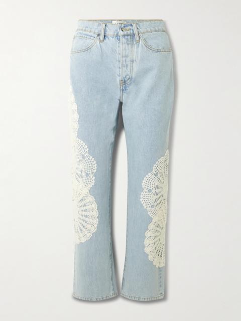 Appliquéd Cropped High-rise Straight-leg Jeans
