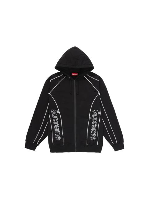 Supreme Track Paneled Zip Up Hooded Sweatshirt Black