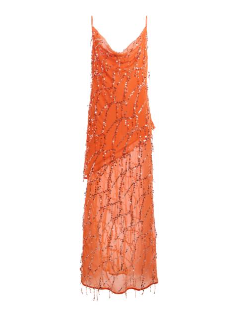 Exclusive Refract Sequined Chiffon Maxi Dress orange