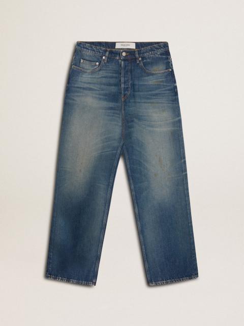 Men's loose fit medium wash CNY jeans