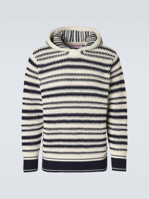 Kirk striped crochet cotton hoodie