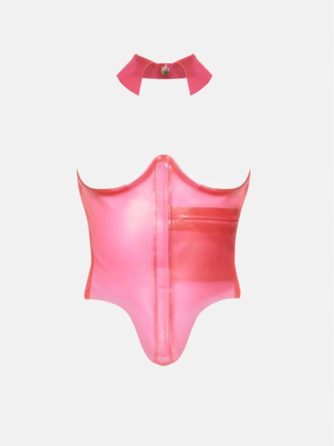WANDA WASPIE LATEX CORSET HARLOT PINK