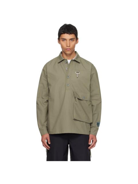 Khaki Cotton Ripstop Pullover Cargo Shirt