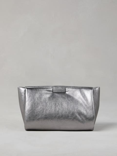 Lamé calfskin clutch bag with shimmering detail