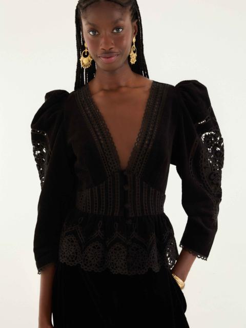 Black Artichoke Heart Richelieu Blouse