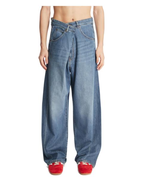 Blue Ined Fold Over Jeans