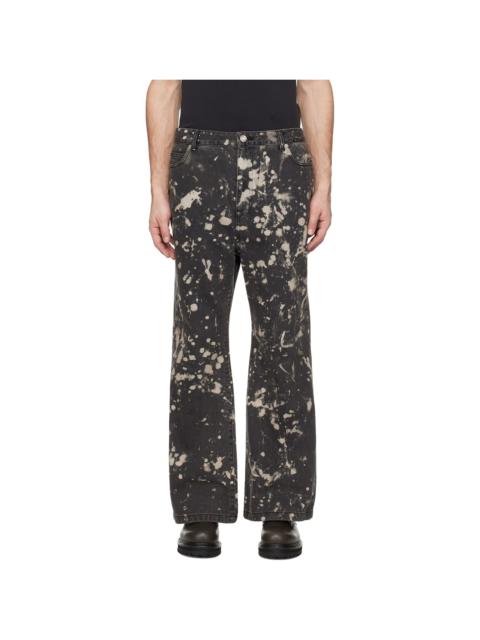 Black Paint Dyed Bootcut Jeans