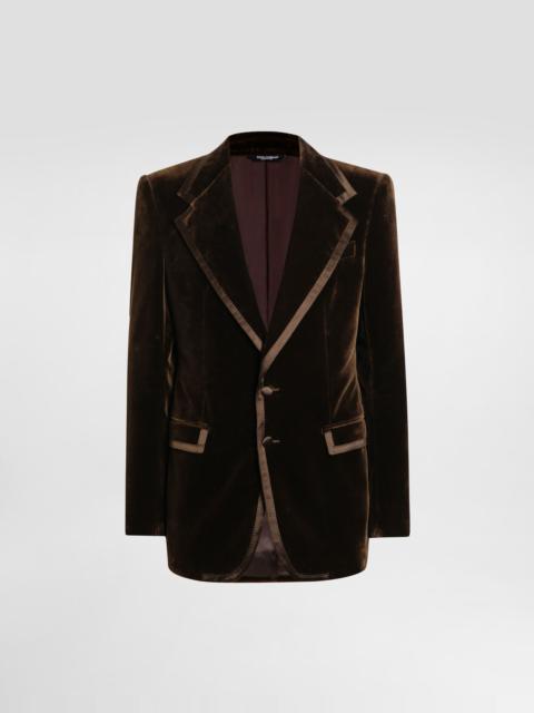 Single-breasted jacket in smooth velvet