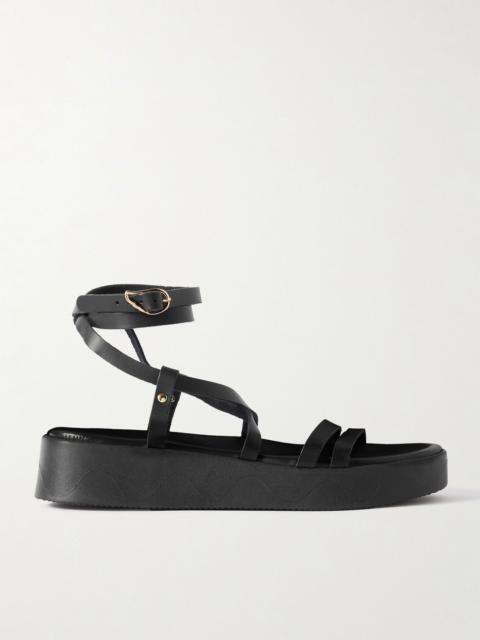 Aristea leather platform sandals Black
