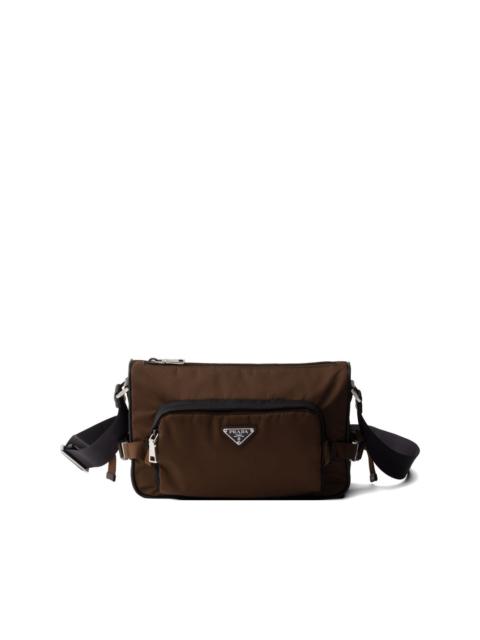 Re-Nylon and leather shoulder bag
