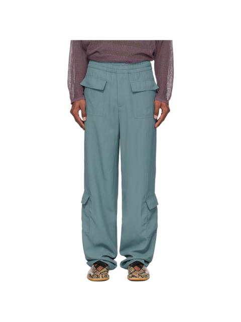 Blue Twill Cargo Pants