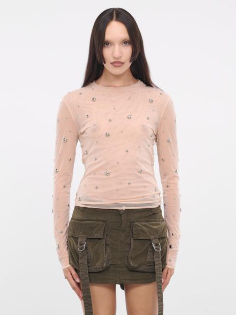 Stud Rhinestone Tulle Tee