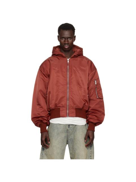Red Hooded Broad Bomber Jacket