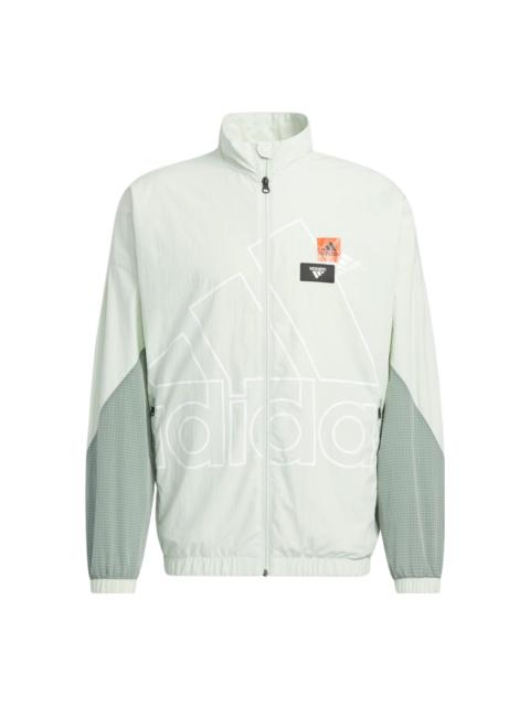 adidas Mh Bp3 Wvjkt Large Logo Printing Zipper Sports Jacket Blue HP1436