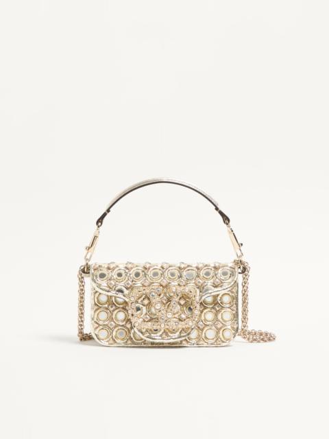 VALENTINO GARAVANI LOCÒ SMALL SHOULDER BAG EMBROIDERED WITH JEWEL LOGO