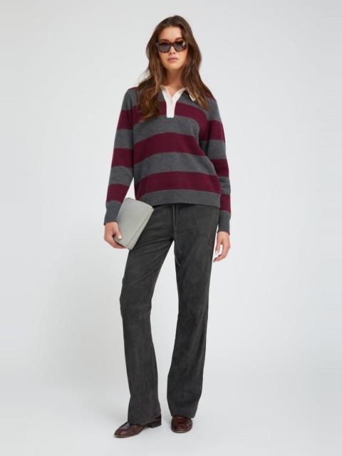 CHARCOAL SUEDE STRAIGHT LEG PANTS