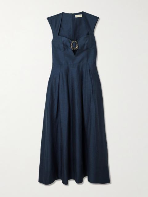 Serenity Embellished Pleated Lyocell-blend Midi Dress