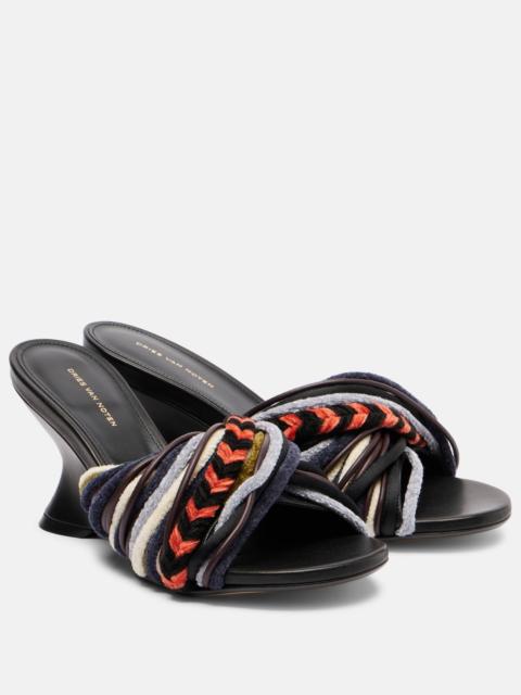 75 braided wedge mules