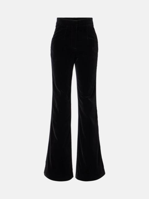 Cotton velvet wide-leg pants
