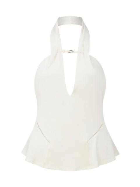 Shrunken Cotton Peplum Top off-white