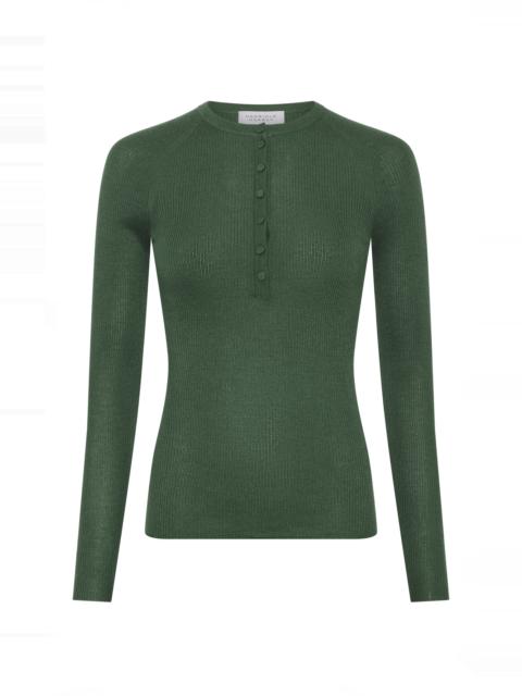 Anges Knit Henley in Olive Cashmere Silk
